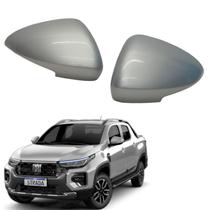 Par Capa Retrovisor Fiat Strada Ranch 2021 2022 2023 2024 2025 Prata Bari Com Furo Original