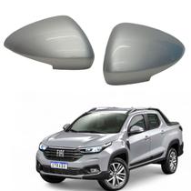 Par Capa Retrovisor Fiat Strada Volcano 2021 2022 2023 2024 2025 Prata Bari Com Furo Original
