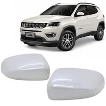 Par Capa Retrovisor Jeep Compass 2017 2018 2019 2020 2021 2022 2023 2024 2025 Branco Polar