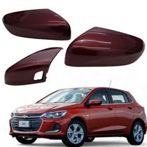 Par Capa Retrovisor Onix 2020 2021 2022 2023 2024 2025 Vermelho Carmim Com Furo Sensor Original