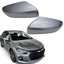 Par Capa Retrovisor Onix Plus 2020 2021 2022 2023 2024 2025 Prata Shark Sem Furo Sensor Original