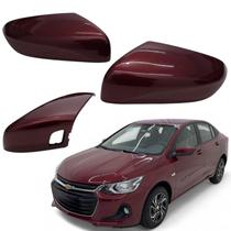 Par Capa Retrovisor Onix Plus 2020 2021 2022 2023 2024 2025 Vermelho Carmim Com Furo Sensor Original