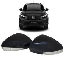 Par Capa Retrovisor Pisca Seta Fiat Strada 2021 2022 2023 2024 2025 Preto Vulcano Original