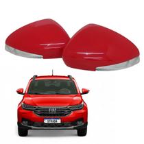 Par Capa Retrovisor Pisca Seta Fiat Strada 2021 2022 2023 2024 2025 Vermelho Monte Carlo Original