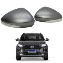 Par Capa Retrovisor Pisca Seta Fiat Strada Ranch Volcano 2023 2024 2025 Cinza Strato Fosco