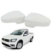 Par Capa Retrovisor Saveiro 2013 2014 2015 2016 2017 2018 2019 2020 2021 2022 2023 Branco Cristal Com Furo