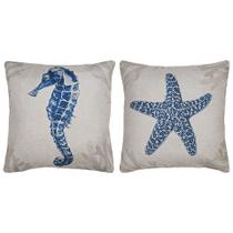 Par Capas Almofada Linho Estrela Do Mar Cavalo Marinho 43x43