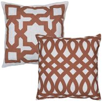 Par Capas Almofada Treliça Terracota Linho Rústico Crú 45x45 Par Capas Almofada Treliça Terracota Linho Rústico Crú 45x45