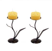 Par Castiçal Folha Fina P Decoração Candelabro Porta Vela