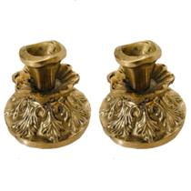 Par Castiçal Uma Vela Pequeno 7 Cm Bronze Trabalhado