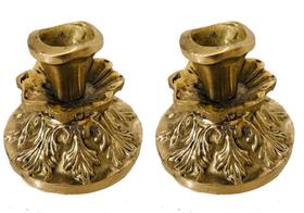 Par Castiçal Uma Vela Pequeno 7 Cm Bronze Trabalhado