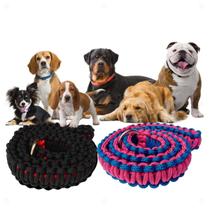 Par Coleira Cachorro Guia Unificada Cães Grande Médio Porte