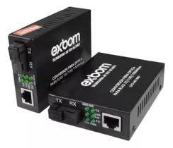 Par Conversor Mídia 1 Fibra Óptica Rj45 Gigabit 1000 Mbps - Exbom