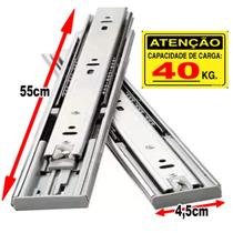 Par corrediça para gaveta com amortecedor silenciosa 45kg