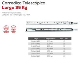 Par Corrediça Trilho Gaveta Reforçada Telescópica Larga 35Cm