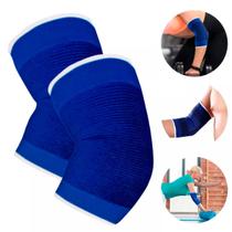 Par Cotoveleira Elástica Proteção Tendinite Ajustável - Azul
