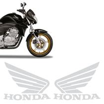 Par De Adesivos Moto Honda Cb 300r Asas Prata Refletivo