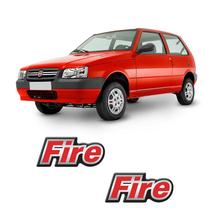 Par de Adesivos Resinados Fire Fiat Uno Mille Fire 2002/2003