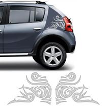 Par De Adesivos Sandero Stepway 08/14 Tattoo Tribal Prata Par De Adesivos Sandero Stepway 08/14 Tattoo Tribal Prata