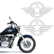 Par de Adesivos Tanque Moto Intruder Estrela Militar Símbolo Par de Adesivos Tanque Moto Intruder Estrela Militar Símbolo