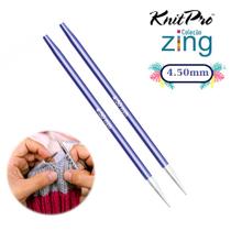 Par de Agulhas Intercambiáveis Tricô KnitPro Zing 4.50mm