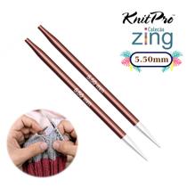 Par de Agulhas Intercambiáveis Tricô KnitPro Zing 5.50mm