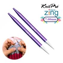 Par de Agulhas Tricô Intercambiáveis KnitPro Zing 7.0mm