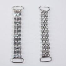 Par de alça com corrente tripla de strass 10cm