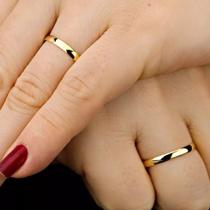 Par de aliança aço inoxidável dourada namoro anel de compromisso finas 3mm