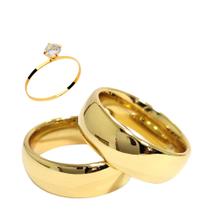 Par De Aliança Casamento Boleada 8mm - Tungstênio Banhadas A Ouro 18k