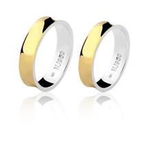 Par de Aliança Casamento/Noivado Mista Ouro 18k/750 e Prata - Natália Jóias