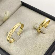 Par de Aliança Ouro 18k Casamento Noivado 3mm Fosca e Lisa Par de Aliança Ouro 18k Casamento Noivado 3mm Fosca e Lisa