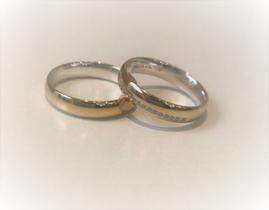 Par de Aliança Para Casamento de Ouro Com Prata