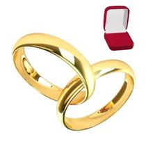 Par de Alianças 2mm Banhado Ouro 18k Tradicional Tungstênio Casamento Noivado Compromisso