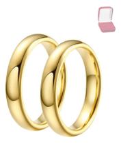 Par De Alianças 4mm Ouro 18k Casamento Noivado Tungstênio - Oremte