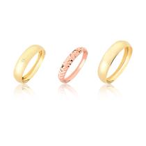 par de alianças 5 mm de ouro 10k e aparador rosé ac19
