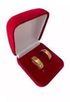 Par De Alianças 6mm + Caixa de Veludo - Banhada a ouro 18k