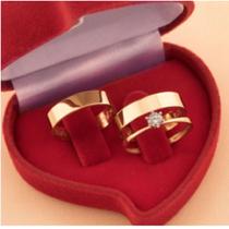 Par de Alianças Banhada a Ouro 18K Compromisso, Noivado ou Casamento