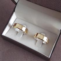 Par de Alianças Casamento/Noivado em Ouro 18k e Prata 6mm Chanfrada - Pipper Joias