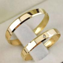 Par de Alianças Chanfrada 3mm 4 gramas Ouro 18k Par de Alianças Chanfrada 3mm 4 gramas Ouro 18k