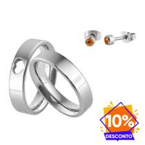 Par de Alianças Cuore e Passione 5mm e Brinco 4mm