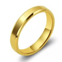 Par de Alianças de Casamento 4mm Chanfrada Banhada a Ouro 18K