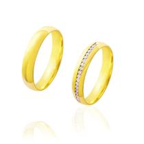 Par de Alianças de Casamento Afrodite em Ouro 18K com 4mm Par de Alianças de Casamento Afrodite em Ouro 18K com 4mm