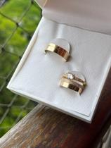 Par de Alianças de Casamento Afrodite Ouro 18k Reto cravejado de zirconiasl 5mm 7g