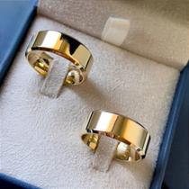 Par de Alianças de Casamento Chanfrada 8mm 29 gramas em Ouro Amarelo 18k