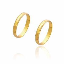 Par de Alianças de Casamento Cronos Ouro 18k Laterais Chanfradas 2mm 2,5g
