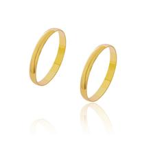 Par de Alianças de Casamento Diana Ouro Abaulada Lisa 2,5mm 1,8g