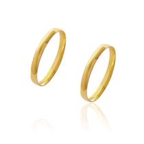 Par de Alianças de Casamento Diana Ouro Abaulada Lisa 3 mm 2g