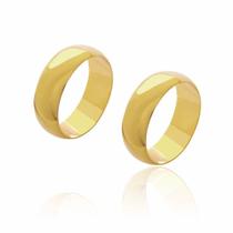 Par de Alianças de Casamento Diana Ouro Abaulada Lisa 7mm 9.5 g