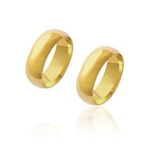 Par de Alianças de Casamento Diana Ouro Abaulada Polida Lisa 7mm 10g